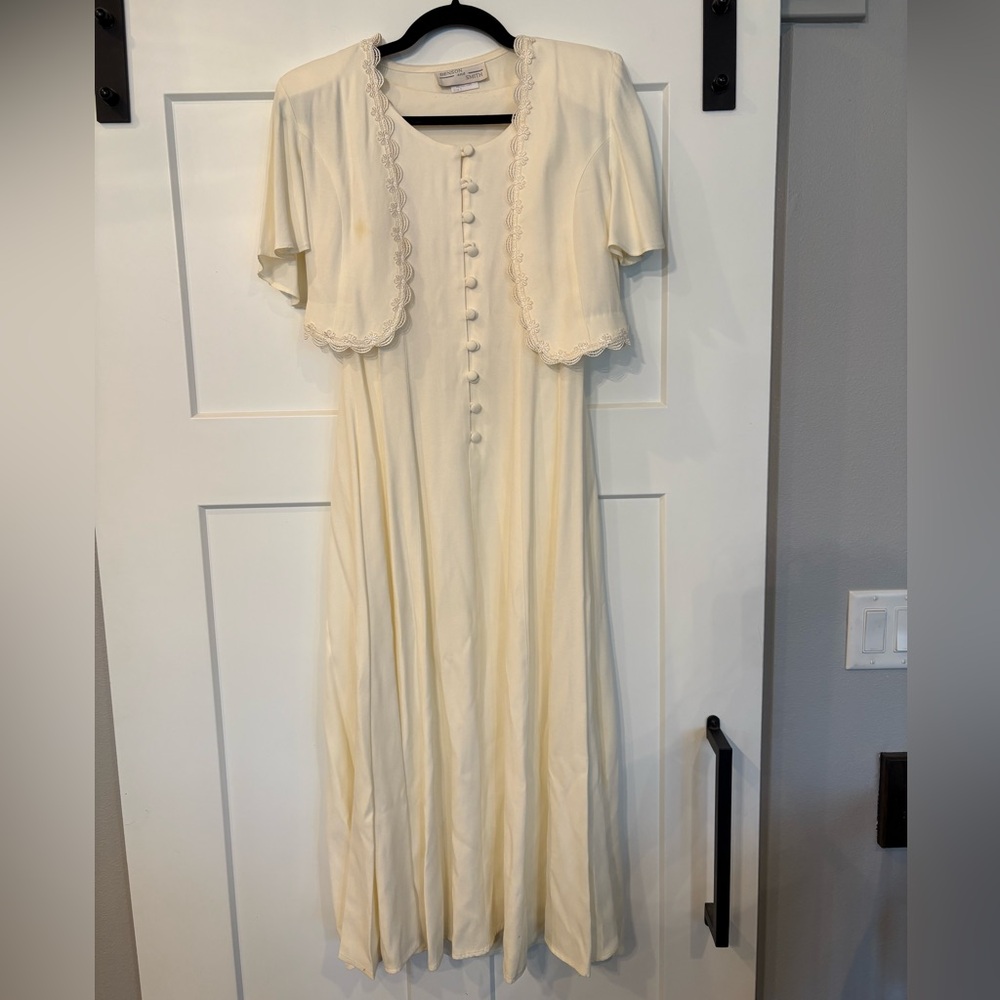 Vintage Benson & Smith Cream Dress with Jacket Sz 5